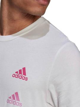 Camiseta Adidas Blanco/Rosa Hombre