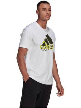 Camiseta Adidas Blanco/Negro/Verde Hombre