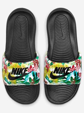Chancla Nike Victori One Negro/Flores