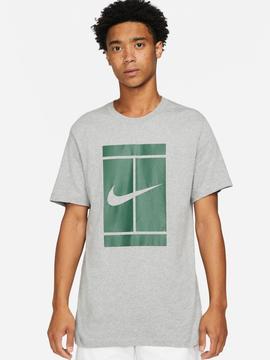 Camiseta Nike Gris Cuadro Verde  Logo Gris  Hombre