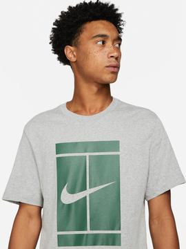 Camiseta Nike Gris Cuadro Verde  Logo Gris  Hombre