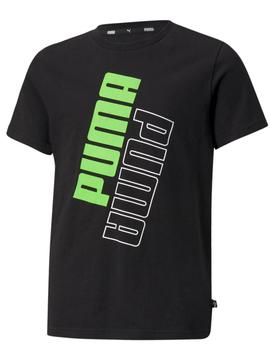 Camiseta Puma Power Negro/Verde Niño
