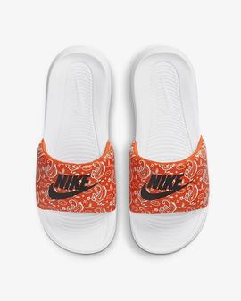 Chancla Nike Victori One Print Bco/Naranja Mujer