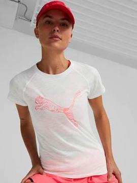 Camiseta Puma Run Logo Blanco/Naranja Mujer