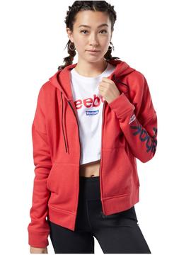 Chaqueta Reebok Linear Logo Fullzip Rojo Mujer