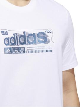 Camiseta Adidas Linear Bco/Azul Hombre