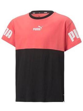 Camiseta Puma Power Coral/Negro Niña