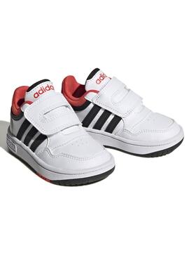 Zapatilla Adidas Hoops 3 Bco/Negro/Rojo Bebe