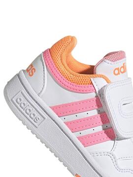 Zapatilla Adidas Hoops Bco/Rosa/Naranja Bebe