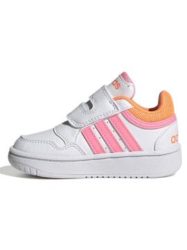 Zapatilla Adidas Hoops Bco/Rosa/Naranja Bebe