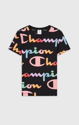 Camiseta Champion Logo Negro/Multicolor Mujer