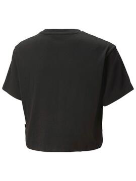 Camiseta Puma Cropped Negro/Verde Niña