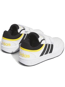 Zapatillas Adidas Hoops Blanco Negro Amarillo Niño