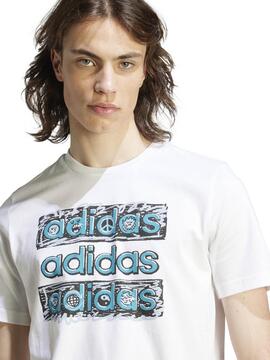 Camiseta Adidas Doodle Bco/Verde Hombre
