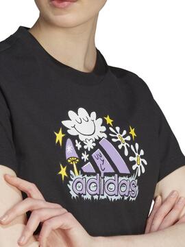 Camiseta Adidas Doodle Negro/Lila Mujer