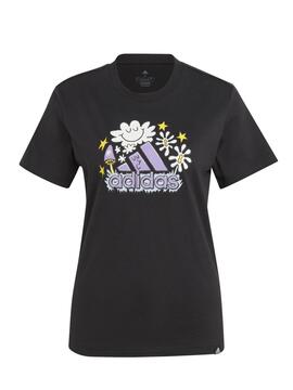 Camiseta Adidas Doodle Negro/Lila Mujer