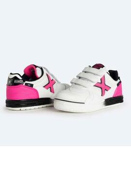 Zapatilla Munich G-3 Indoor Blanco Rosa Niñ@