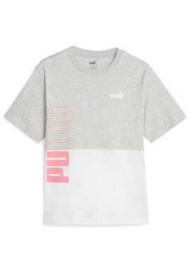 Camiseta Puma Gris Blanca Mujer