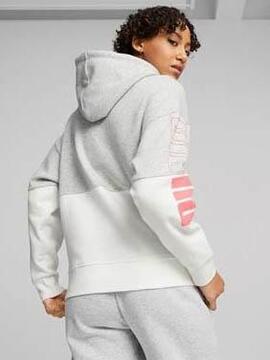 Sudadera Puma Gris Blanco Mujer