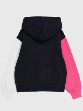 Sudadera Champion Colorblock Negro/Rosa Niña