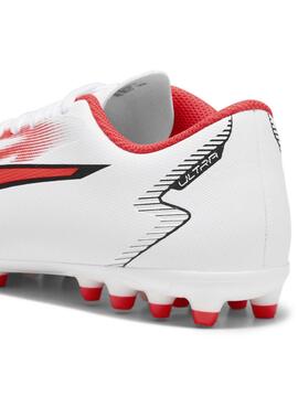 Bota Futbol Puma Ultra Play MG Blanco/Coral Niñ@