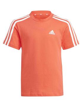 Conjunto corto Adidas 3S Naranja/Gris Jr