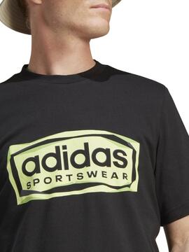 Camiseta Adidas Logo Negro Verde M