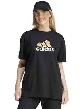 Camiseta Adidas Flowers W Negro/Naranja