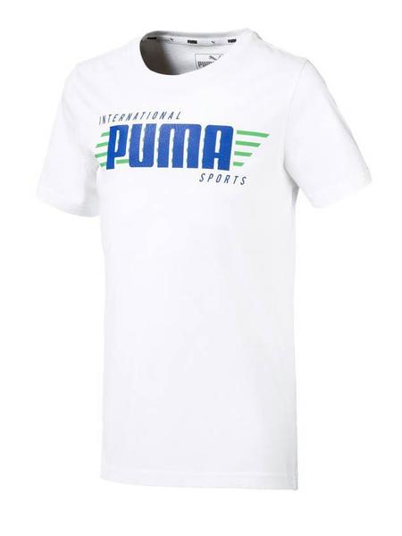 Novedad Extraer verdad Camiseta Puma Alpha Graphic Blanca Niño