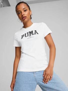 Camiseta Puma Squad Graphic Blanca Mujer