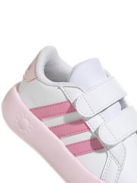 Zapatilla Adidas Grand Court 2  Blanco/Rosa Bebe