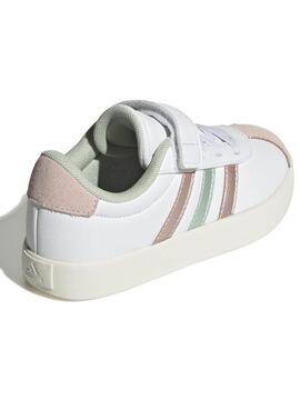 Zapatilla Adidas VL Court 3 Blanco/Rosa Jr