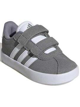 Zapatilla Adidas VL Court 3 Serraje Gris Bebe