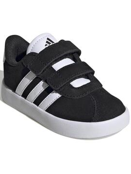 Zapatilla Adidas VL Court 3 Serraje Negro Bebe