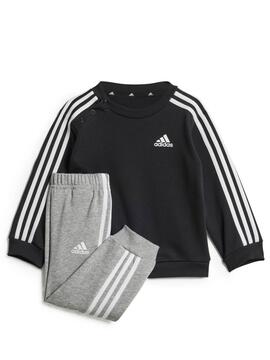 Chandal Adidas 3S Jog Negro/Gris Bebe