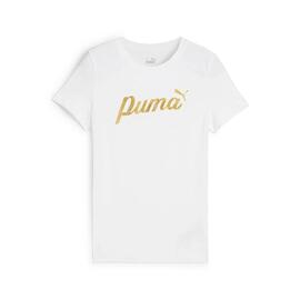 Camiseta Puma Script Bco/Oro Jr