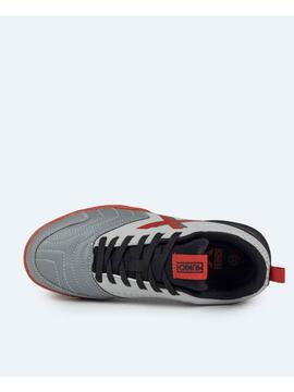 Zapatilla Munich Rondito Gris/Rojo Jr