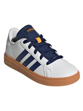 Zapatilla Adidas Grand Court 2 Bco/Azul Jr