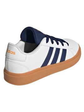 Zapatilla Adidas Grand Court 2 Bco/Azul Jr