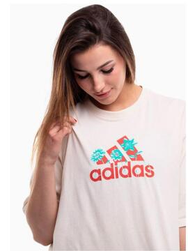 Camiseta Adidas Flowers W Beige