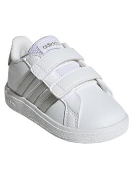 Zapatillas Adidas Grand Court 2 Blanco Plata Bebe