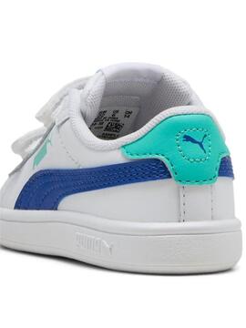 Zapatilla Puma Smash Blanco Azul Bebe