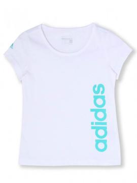 Camiseta Adidas Lin Tee Bco/Azul Niña