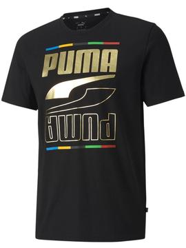 Camiseta Puma Rebel Negro/Oro Hombre