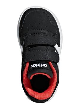 Zapatilla Adidas HOOPS Negro/Rojo Niño