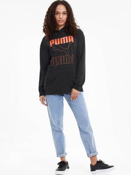 Sudadera Puma Rebel Negro/Naranja Mujer