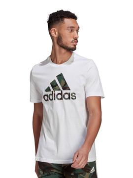 Meloso Gobernador Red de comunicacion Camiseta Adidas Blanco Logo Camuflaje Hombre