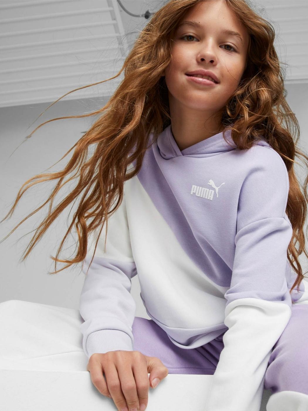 Sudadera Puma Power Cropped Bco/Lila Niña