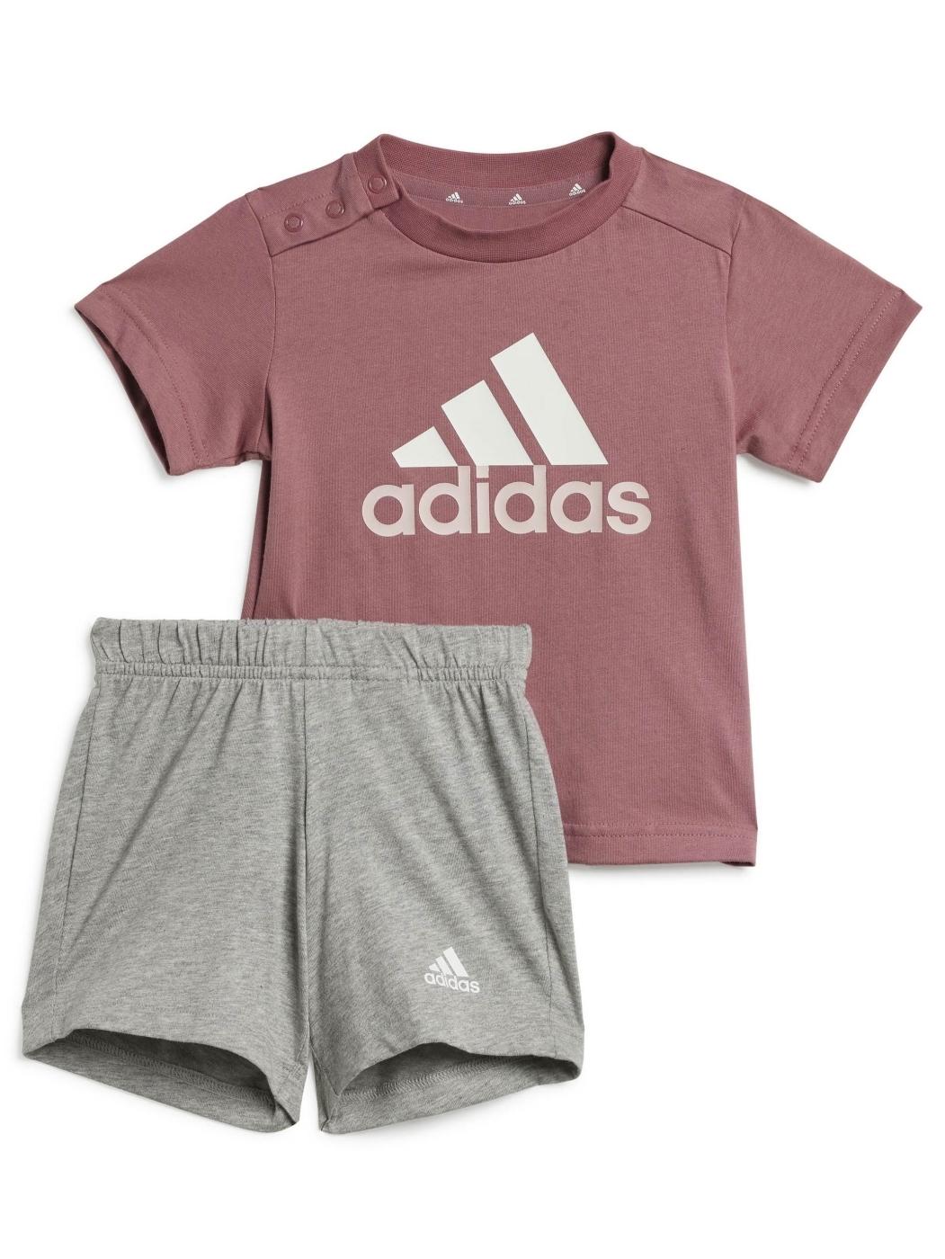 Conjunto Corto Adidas Bos Rosa/Gris Bebe