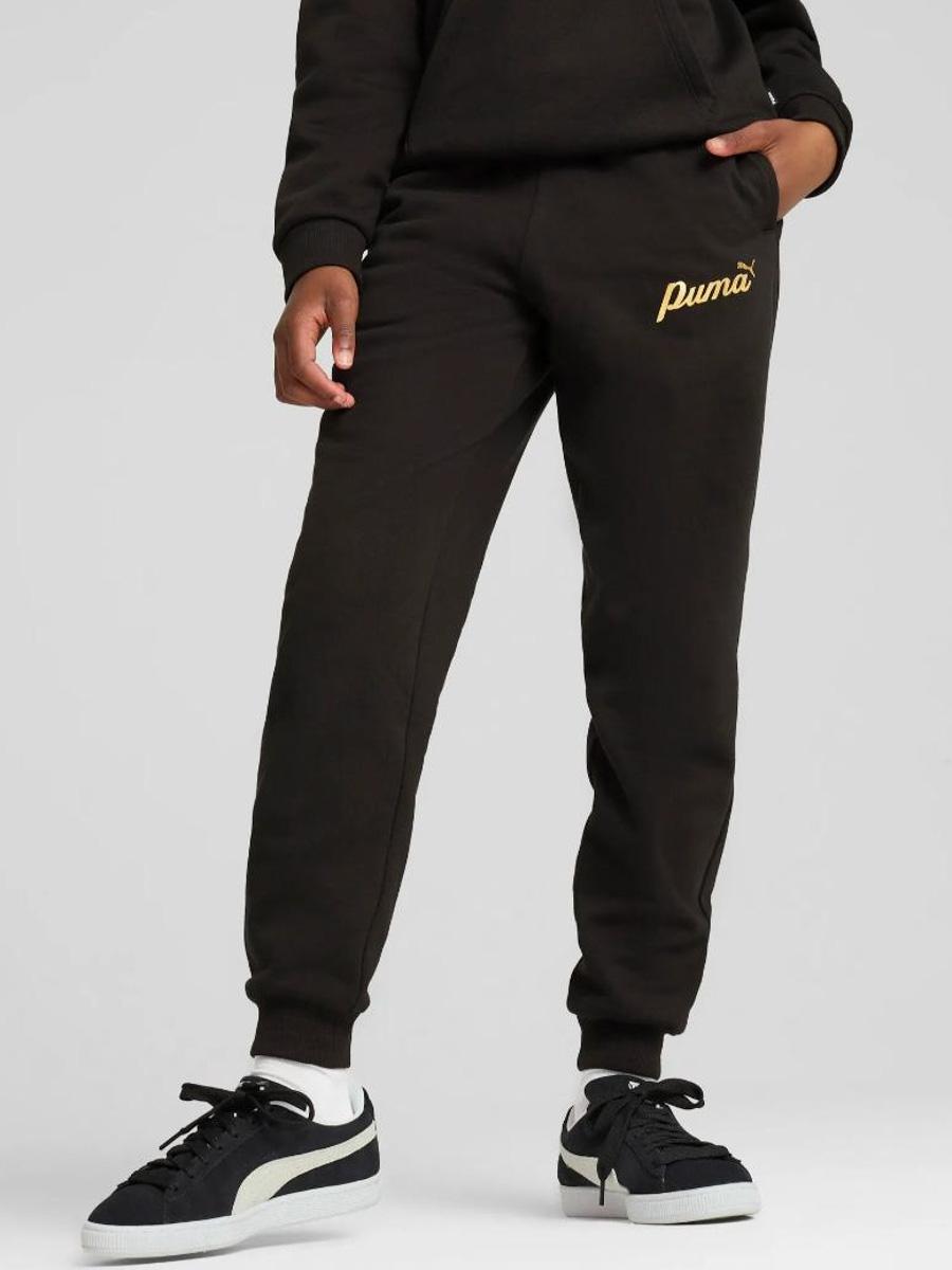 Pantalon Puma Script Negro Oro Jr